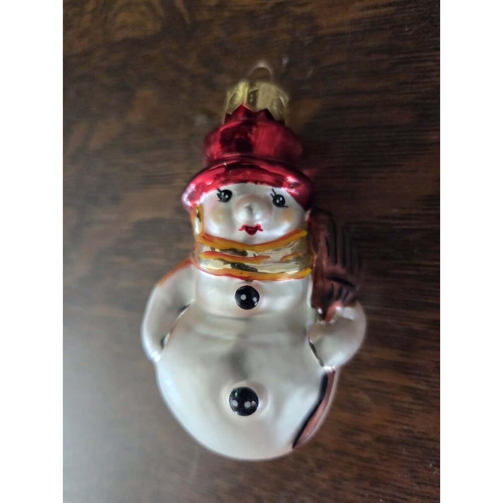 Vintage Christopher RADKO‎  LITTLEST SNOWMAN - Glass Christmas Ornament